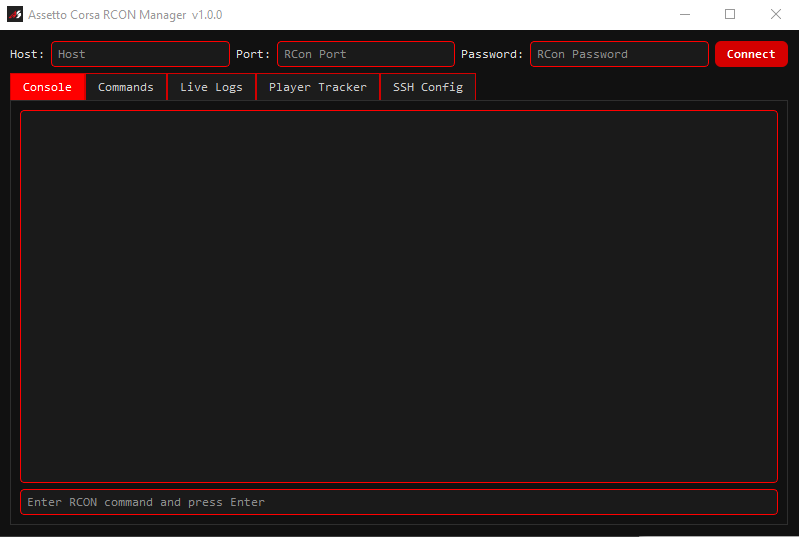 Screenshot of RCon-AC interface managing an Assetto Corsa server